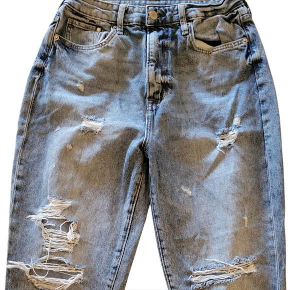 ULTRA HIGH WAIST DESTROYED MOM JEANS - Picture 1 of 9